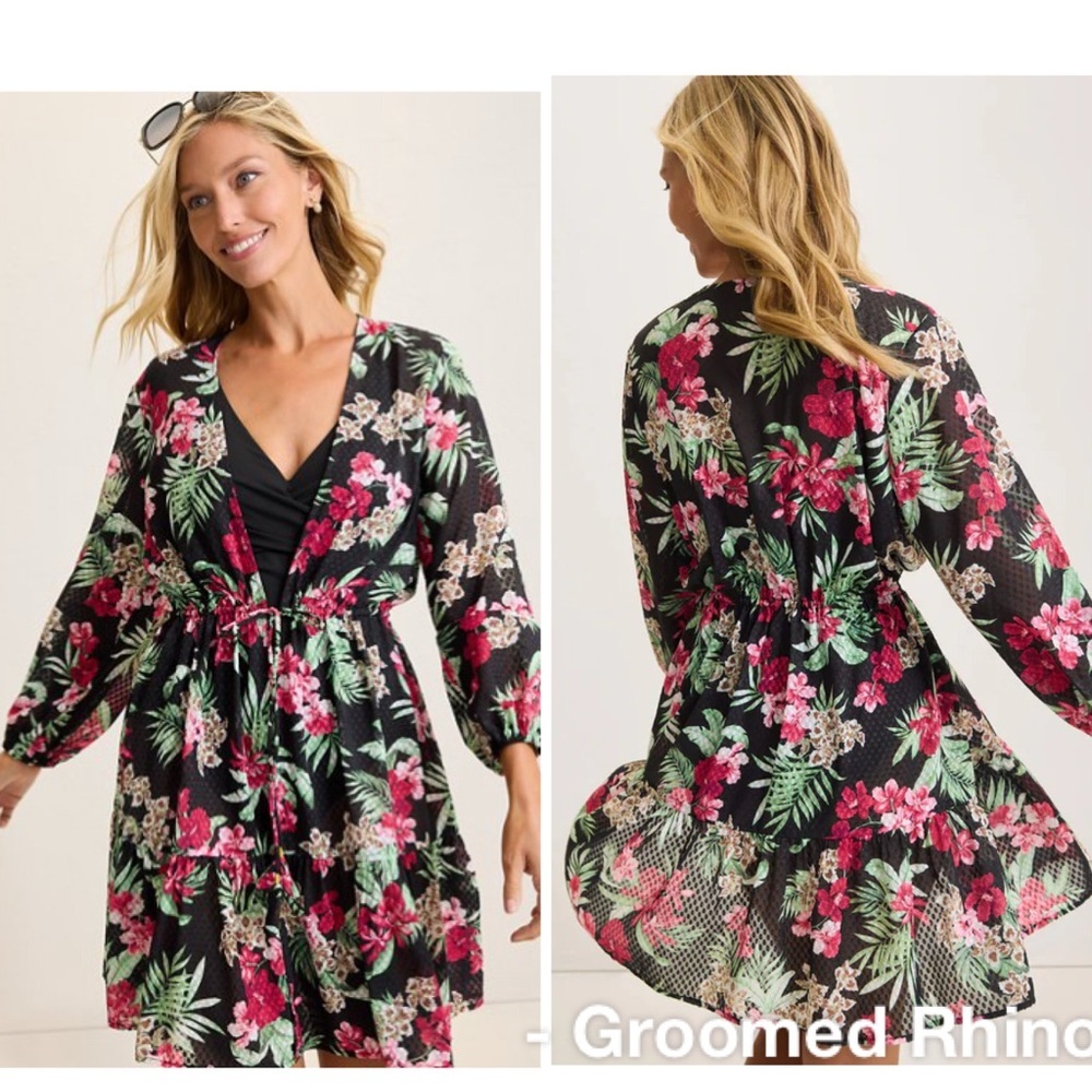 Tommy Bahama Lily Cat Open Front Tunic Beach Cover Up Size L